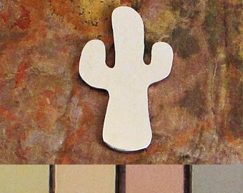 1 1/2" CHUNKY CACTUS 10 qty Stamping Blanks 18G 20G 24G Aluminum Brass Bronze Copper Finished Enameling Hand Stamped Metal