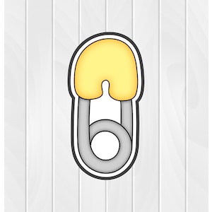 Cookie Cutter DIAPER PIN #1 2&quot; 2.5&quot; 3&quot; 3.5&quot; 4&quot; 4.5&quot; 5&quot; 3D Printed PLA Fondant Food Shapes Clay Cutter Sock Safety Pin