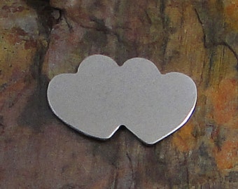 5 Deburred 18G Aluminum 1 3/8" X 7/8" DOUBLE HEART Stamping Blanks