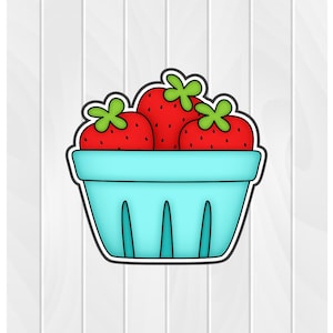 Cookie Cutter STRAWBERRY BASKET 2 2 2.5 3 3.5 4 4.5 5 3D Printed PLA Food Shapes Fondant Food Shapes Clay Cutter image 1