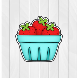Cookie Cutter STRAWBERRY BASKET #2 2" 2.5" 3" 3.5" 4" 4.5" 5" 3D Printed PLA Food Shapes Fondant Food Shapes Clay Cutter