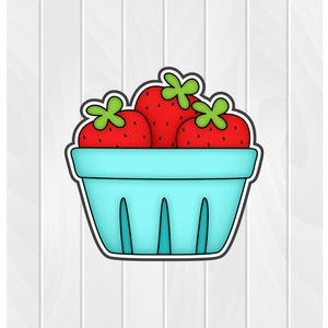 Cookie Cutter STRAWBERRY BASKET 2 2 2.5 3 3.5 4 4.5 5 3D Printed PLA Food Shapes Fondant Food Shapes Clay Cutter afbeelding 1