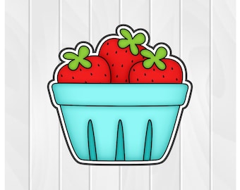 Cookie Cutter STRAWBERRY BASKET #2 2" 2.5" 3" 3.5" 4" 4.5" 5" 3D Printed PLA Food Shapes Fondant Food Shapes Clay Cutter