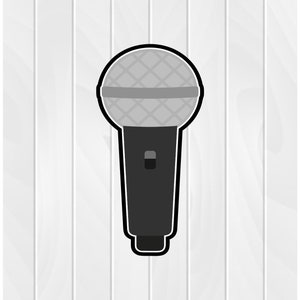 May include: A black microphone with a silver mesh grille. The microphone is on a white background.