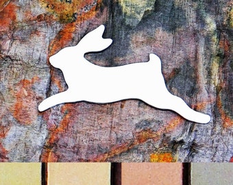 1 1/2" HARE 5 qty Stamping Blank Aluminum Brass Bronze Copper Enameling Metal 18G 20G 24G Nature Easter Spring Bunny Forest