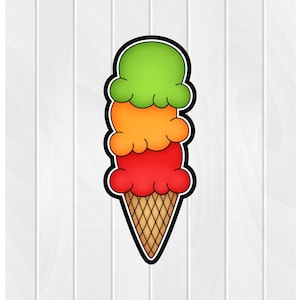 Cookie Cutter ICE CREAM Cone #2 2&quot; 2.5&quot; 3&quot; 3.5&quot; 4&quot; 4.5&quot; 5&quot; 3D Printed PLA Fondant Food Shapes Polymer Clay Cutter Summer Food Sundae