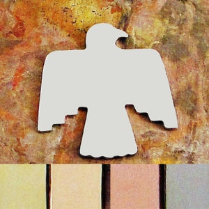 1 1/4&quot; SMALL THUNDERBIRD 5 qty Stamping Blanks 18G 20G 24G Aluminum Brass Copper Finished Enameling Hand Stamped Metal