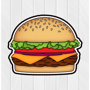 Cookie Cutter CHEESEBURGER #2 2&quot; 2.5&quot; 3&quot; 3.5&quot; 4&quot; 4.5&quot; 5&quot;  3D Printed PLA Food Shapes Fondant Food Clay Cutter Grill Cookout Summer Burger