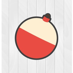 May include: A red and white round fishing bobber with a black line attached to the top.