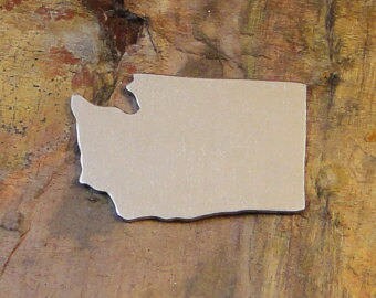 5 qty 1 1/4" WASHINGTON state Stamping Blanks *Choose Your Metal* Aluminum Brass Bronze Copper WA Enameling Map Evergreen