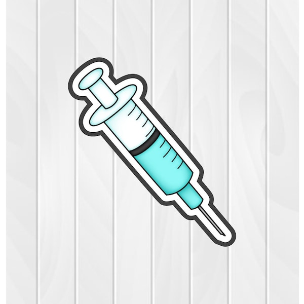 Cookie Cutter SYRINGE #1 2" 2.5" 3" 3.5" 4" 4.5" 5" 3D Printed PLA Fondant Food Shapes Polymer Clay Cutter