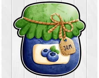 Cookie Cutter BLUEBERRY JAM #1 2" 2.5" 3" 3.5" 4" 4.5" 5" 3D Printed PLA Fondant Food Shapes Polymer Clay Cutter Summer Berry Picking Jar