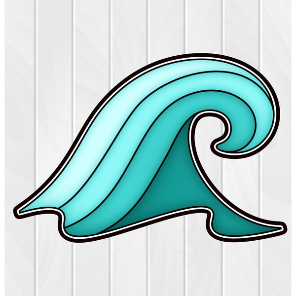 Cookie Cutter OCEAN WAVE #1 2" 2.5" 3" 3.5" 4" 4.5" 5" 3D Printed PLA Fondant Food Shapes Polymer Clay Cutter Summer Beach Surfing