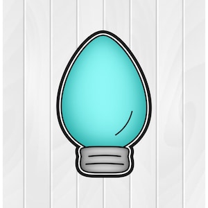 Cookie Cutter CHRISTMAS LIGHT #1 2" 2.5" 3" 3.5" 4" 4.5" 5" 3D Printed PLA Food Shapes Fondant Shapes Light Bulb Holiday Winter