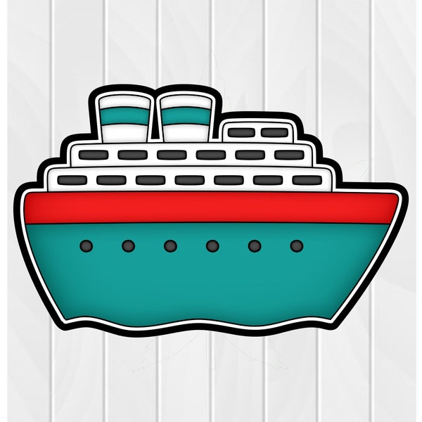 Cookie Cutter CRUISE SHIP #2 2" 2.5" 3" 3.5" 4" 4.5" 5" 3D Printed PLA Fondant Food Shapes Polymer Clay Cutter Summer Vacation Ocean Boat