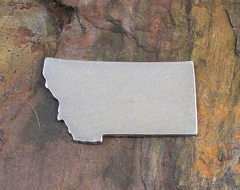 20 Deburred 1 1/4&quot; MONTANA state Stamping Blanks *Choose Your Metal* Aluminum Brass Bronze Copper Old West Enameling MT