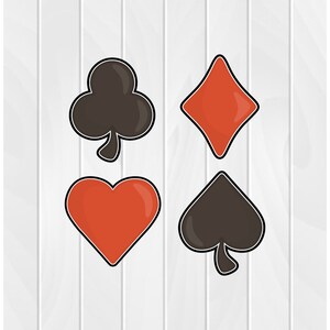 Cookie Cutter CARD SUITS #1 2&quot; 2.5&quot; 3&quot; 3.5&quot; 4&quot; 4.5&quot; 5&quot; 3D Printed PLA Club Diamond Heart Spade Poker Cards Casino Vegas
