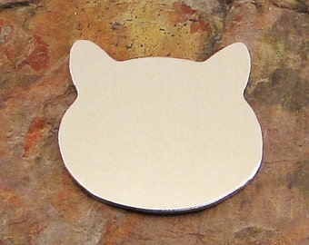 20 Deburred 1 1/4" CAT HEAD Large *Choose Your Metal* Aluminum Brass Bronze Copper Nickel Silver Stamping Blanks Kitty Kitten Feline ID Tag