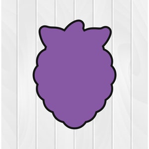 May include: Purple blackberry silhouette with a black outline.