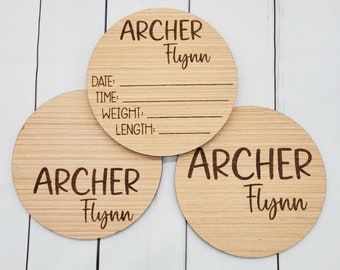 Baby Birth Announcement Trio Sign Stats Footprints Newborn Photo Prop Hospital Baby Name Announcement Wood Name Sign Baby Shower Keepsake