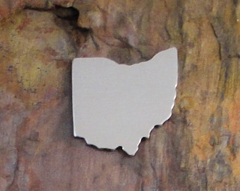 5 Qty OHIO Stamping Blanks 1 1/8&quot; *Choose Your Metal* Aluminum Brass Bronze Copper 18G 20G 24G OH State Map Enameling Buckeye