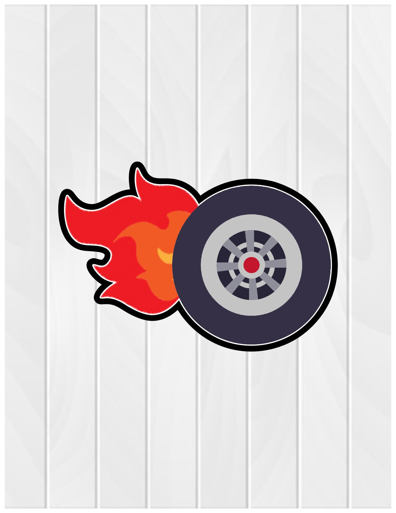 Cookie Cutter RACECAR TIRE #1 2" 2.5" 3" 3.5" 4" 4.5" 5" 3D Printed PLA Race Car Hot Rod Race Day Dirt Track Flame Flaming Fire