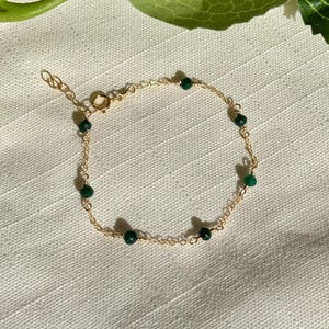 Green Jade Bead Station Bracelet, Dainty Jewelry, Minimalist Bracelet, Jade Jewelry, Gemstone Bracelet, Gift for Her, Birthday Gift