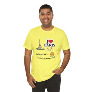 パリアドベンチャーTシャツ - I Love Paris、旅行シャツ、Googleマップユーモア、旅行者、観光客へのギフト、バケーションシャツ