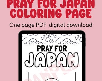 Pray for Japan Coloring Page - Digitla Download