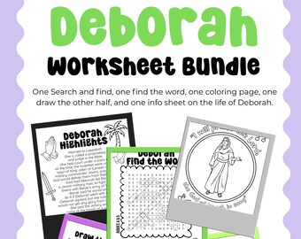 Deborah Bible Character Worksheet Bundle - Digital File