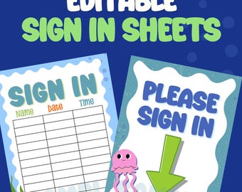 Editable Sign In Sheets - Retro Ocean Themed