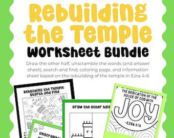 Rebuilding the Temple Worksheet Bundle: Coloring Page, Unscramble the Words, Search & Find (Digital Download) Ezra 4-6