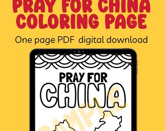 Pray for China Coloring Page - Digital Download