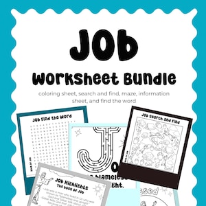 Bible Character Job Worksheet Bundle: Coloring Page, Maze, Word Search (Digital Download)