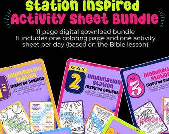 Estación de Iluminación: Hoja de actividades y página para colorear (paquete de 11 páginas) - Descarga digital