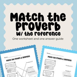 Foglio di lavoro di abbinamento dei Proverbi con la Bibbia: Scuola Domenicale, Attività VBS