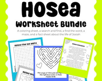 Hosea Worksheet Bundle: Coloring Page, Maze, Search & Find (Digital Download)