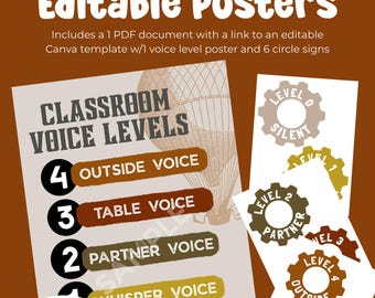 Editable Voice Level Signs - Space Themed - Digital Download