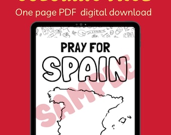 Pray for Spain Coloring Page - Digital Download