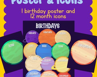 Space Themed Birthday Poster for Classroom - Digital Download