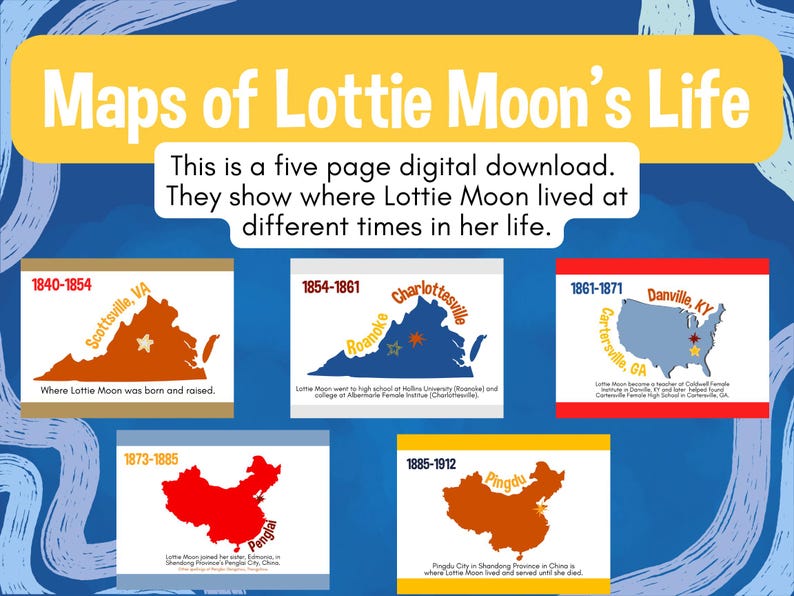 Lott Map Maps of Lottie Moon's Life - Digital Download - Etsy