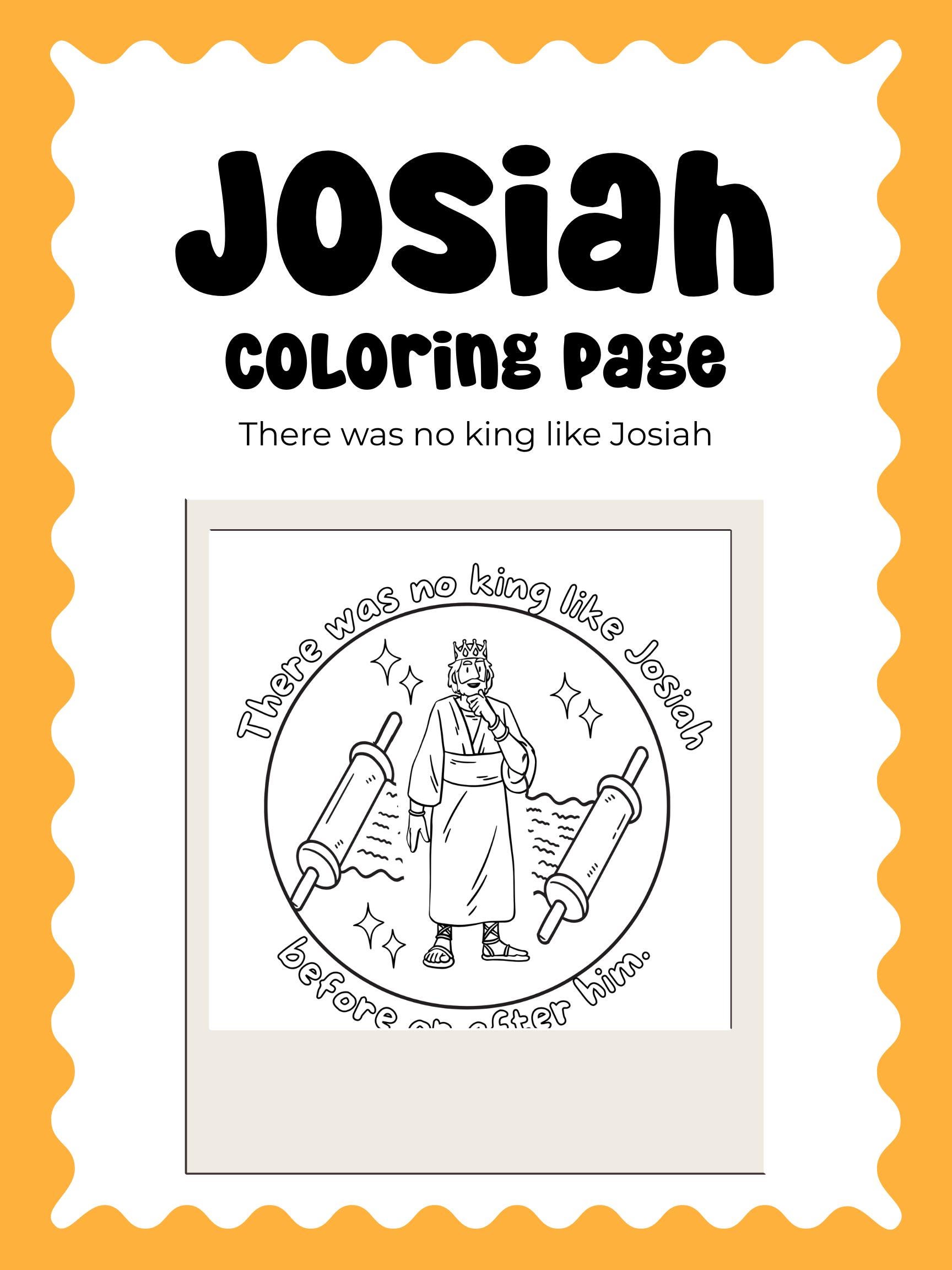 Josiah Bible Character Coloring Page - Digital Download, 2 Kings, Bible