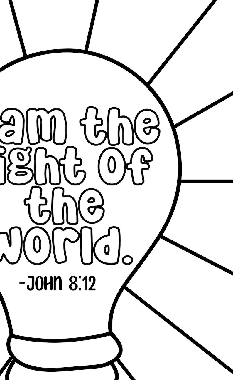 John 8:12 Bible Verse Coloring Page (digital Download) - Etsy