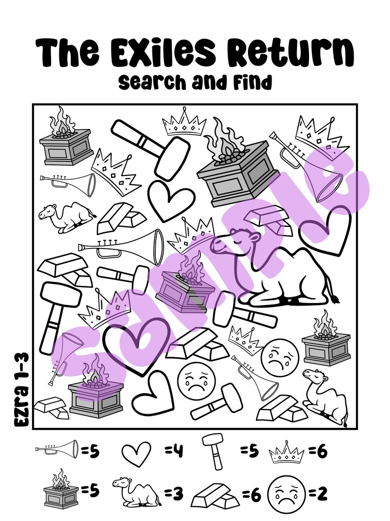 The Exiles Return - Ezra 1-3 - Search and Find Activity Sheet - Digital Download image 2