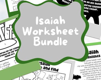 Isaiah Worksheet Bundle - Prophet Isaiah Bible Character - Coloring - Activity Sheet - Sunday School - Digital Download