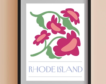 RHODE ISLAND - Collezione Stato con motivi floreali retrò
