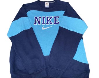 ナイキ リワーク スウェットシャツ メンズ M ネイビーブルー 刺繍 スペルアウト ロゴ ヴィンテージ Y2K