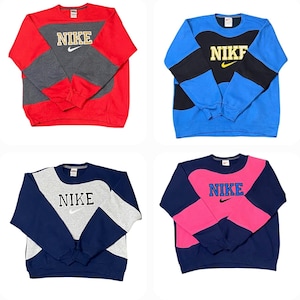 Nike reworked sweatshirts Mens S M L XL Black Red Grey Pink Purple