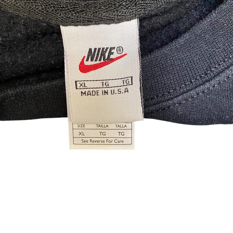 Mnike Reworked Nike Reworked Sweatshirt Men XL Blue Black Embroidered Spellout Logo ...