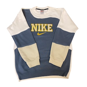 nike swoosh colour block sweatshirt in blue and green neutrals